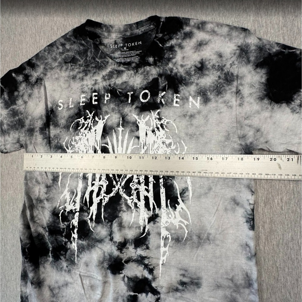 Sleep Token Tie Dye Graphic Band T Shirt Mens Medium Black Grey Metal Logo - Picture 5 of 6